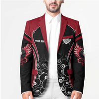 Personalized Billiards Eight Ball Blazer with Red Wing Emblem and Black Gradient Bubble Pattern - Wonder Print Shop