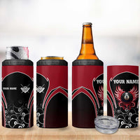 Personalized Billiards Eight Ball 4 in 1 Can Cooler Tumbler with Red Wing Emblem and Black Gradient Bubble Pattern - Wonder Print Shop