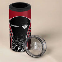 Personalized Billiards Eight Ball 4 in 1 Can Cooler Tumbler with Red Wing Emblem and Black Gradient Bubble Pattern - Wonder Print Shop