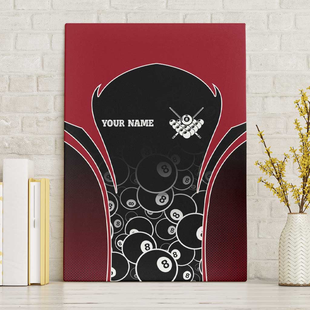 Personalized Billiards Eight Ball Canvas Wall Art with Red Wing Emblem and Black Gradient Bubble Pattern - Wonder Print Shop