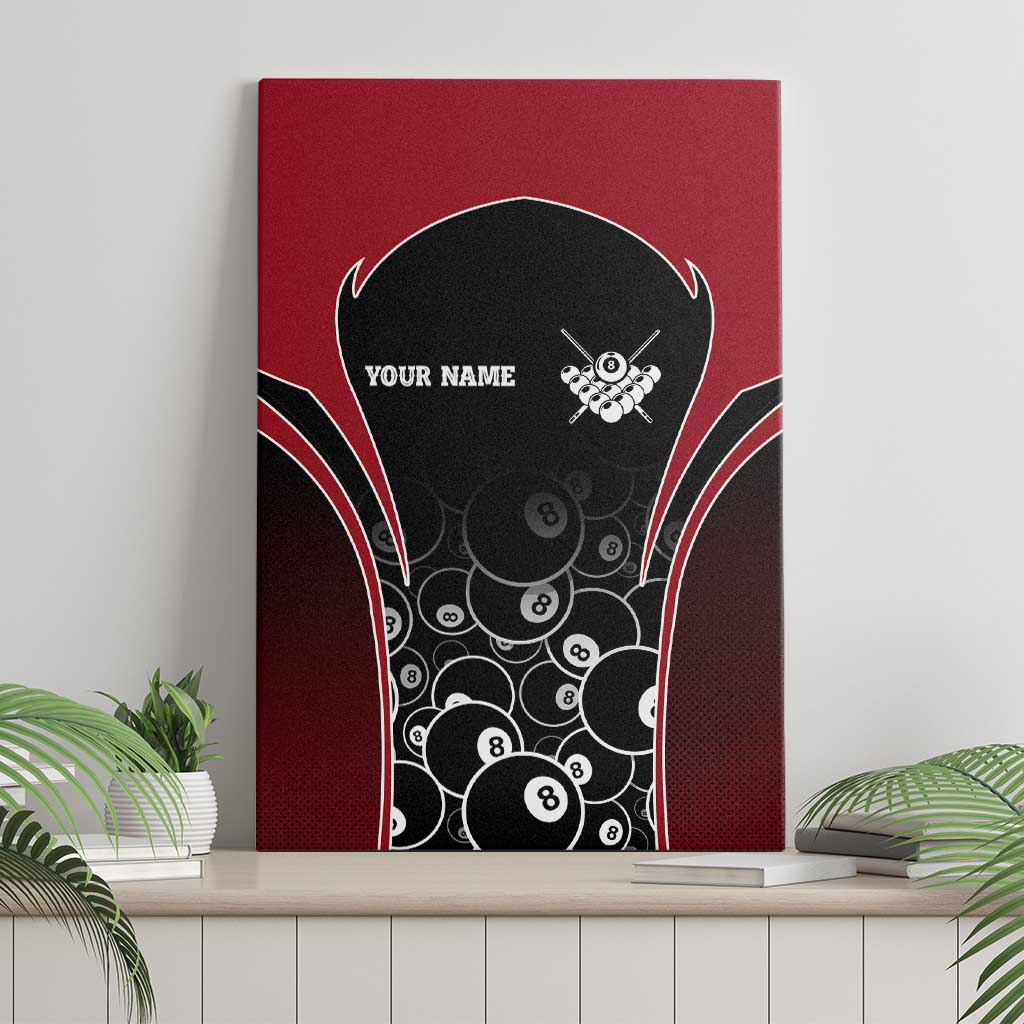 Personalized Billiards Eight Ball Canvas Wall Art with Red Wing Emblem and Black Gradient Bubble Pattern - Wonder Print Shop