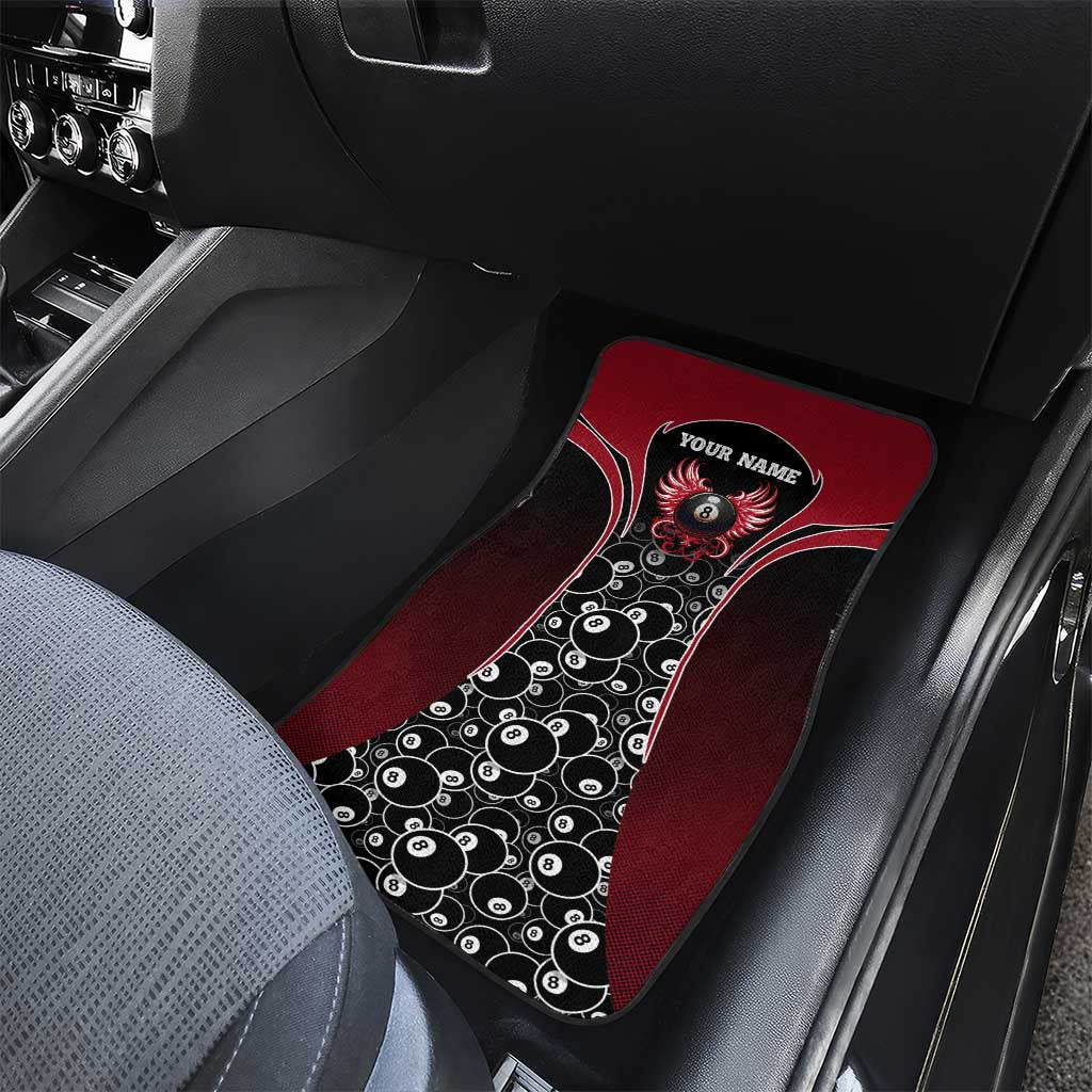 Personalized Billiards Eight Ball Car Mats with Red Wing Emblem and Black Gradient Bubble Pattern - Wonder Print Shop
