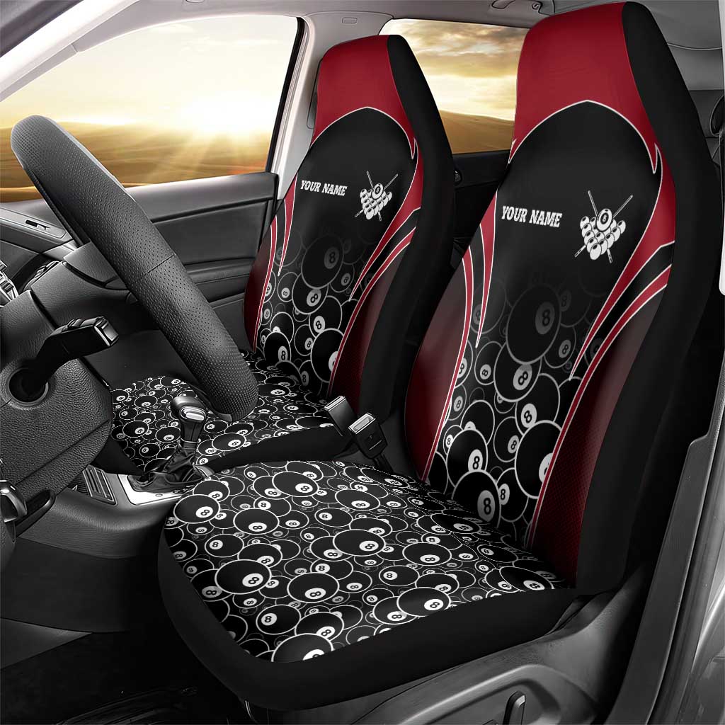 Personalized Billiards Eight Ball Car Seat Cover with Red Wing Emblem and Black Gradient Bubble Pattern - Wonder Print Shop