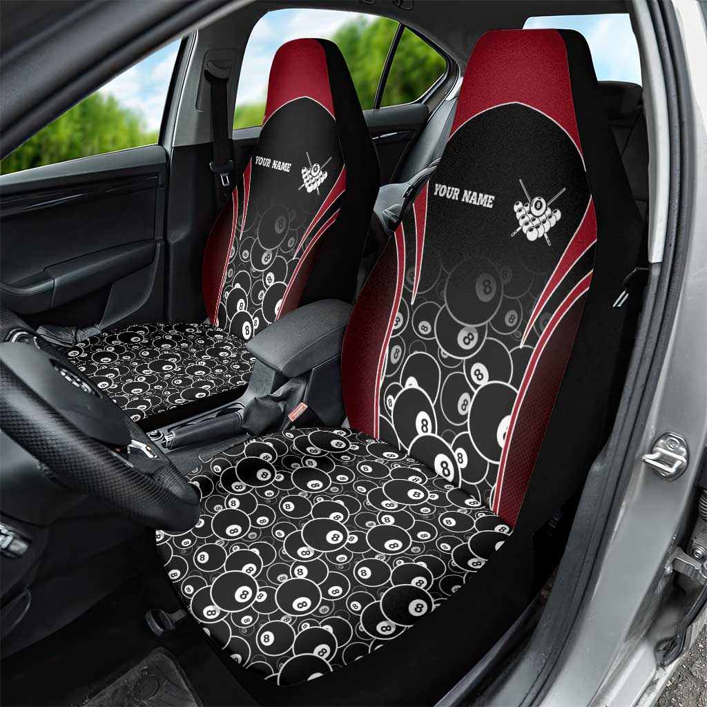Personalized Billiards Eight Ball Car Seat Cover with Red Wing Emblem and Black Gradient Bubble Pattern - Wonder Print Shop