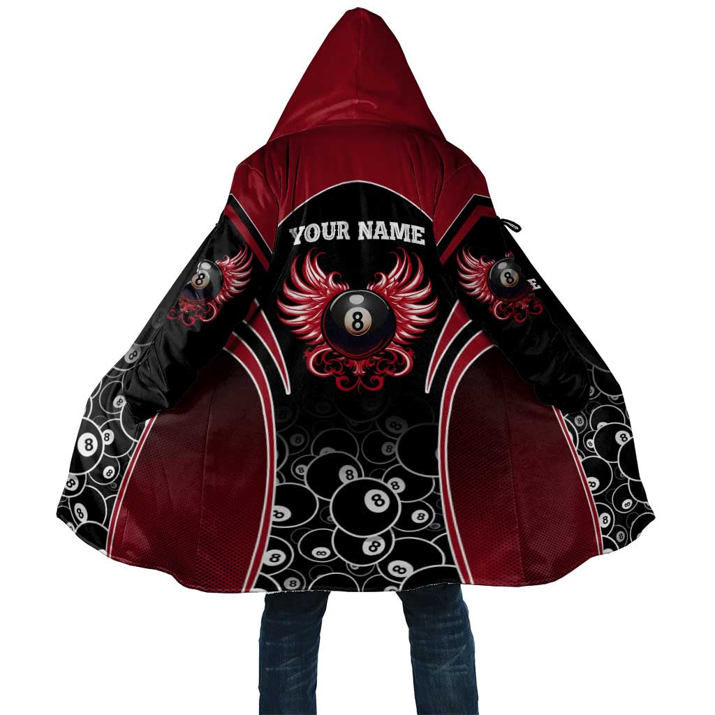 Personalized Billiards Eight Ball Cloak with Red Wing Emblem and Black Gradient Bubble Pattern - Wonder Print Shop