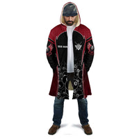Personalized Billiards Eight Ball Cloak with Red Wing Emblem and Black Gradient Bubble Pattern - Wonder Print Shop