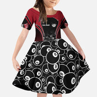 Personalized Billiards Eight Ball Family Matching Mermaid Dress and Hawaiian Shirt with Red Wing Emblem and Black Gradient Bubble Pattern - Wonder Print Shop