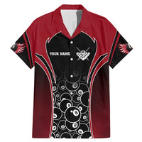Personalized Billiards Eight Ball Family Matching Mermaid Dress and Hawaiian Shirt with Red Wing Emblem and Black Gradient Bubble Pattern - Wonder Print Shop