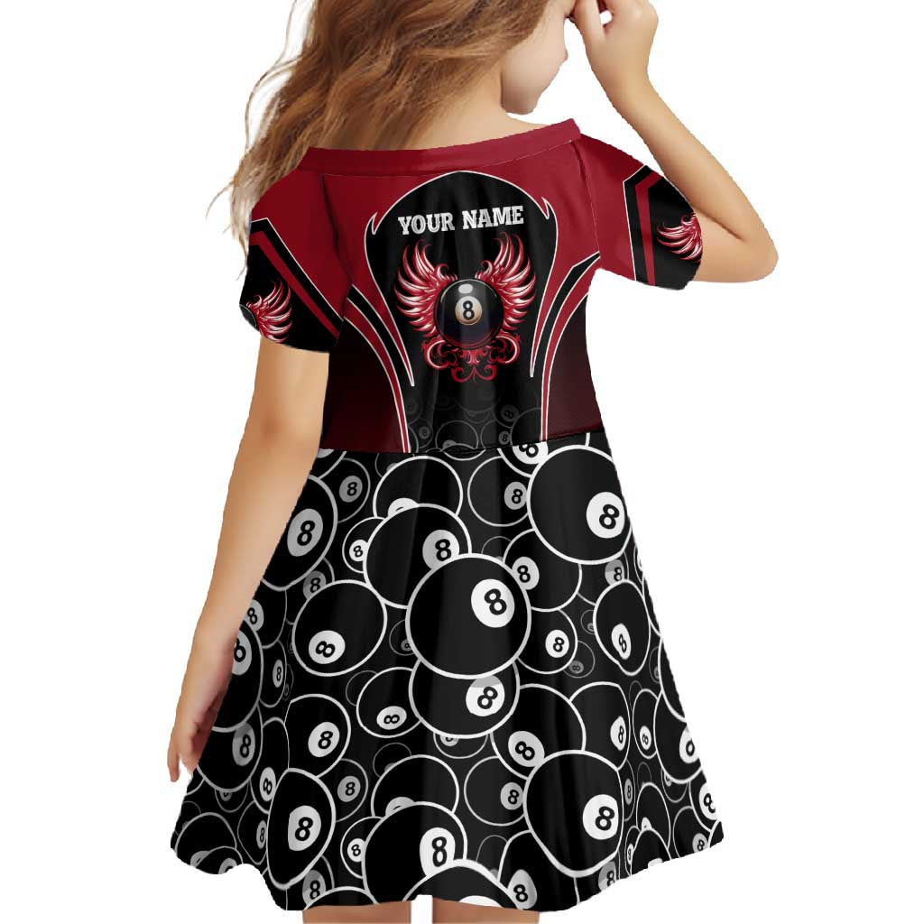 Personalized Billiards Eight Ball Family Matching Off Shoulder Maxi Dress and Hawaiian Shirt with Red Wing Emblem and Black Gradient Bubble Pattern - Wonder Print Shop