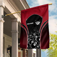 Personalized Billiards Eight Ball Garden Flag with Red Wing Emblem and Black Gradient Bubble Pattern - Wonder Print Shop