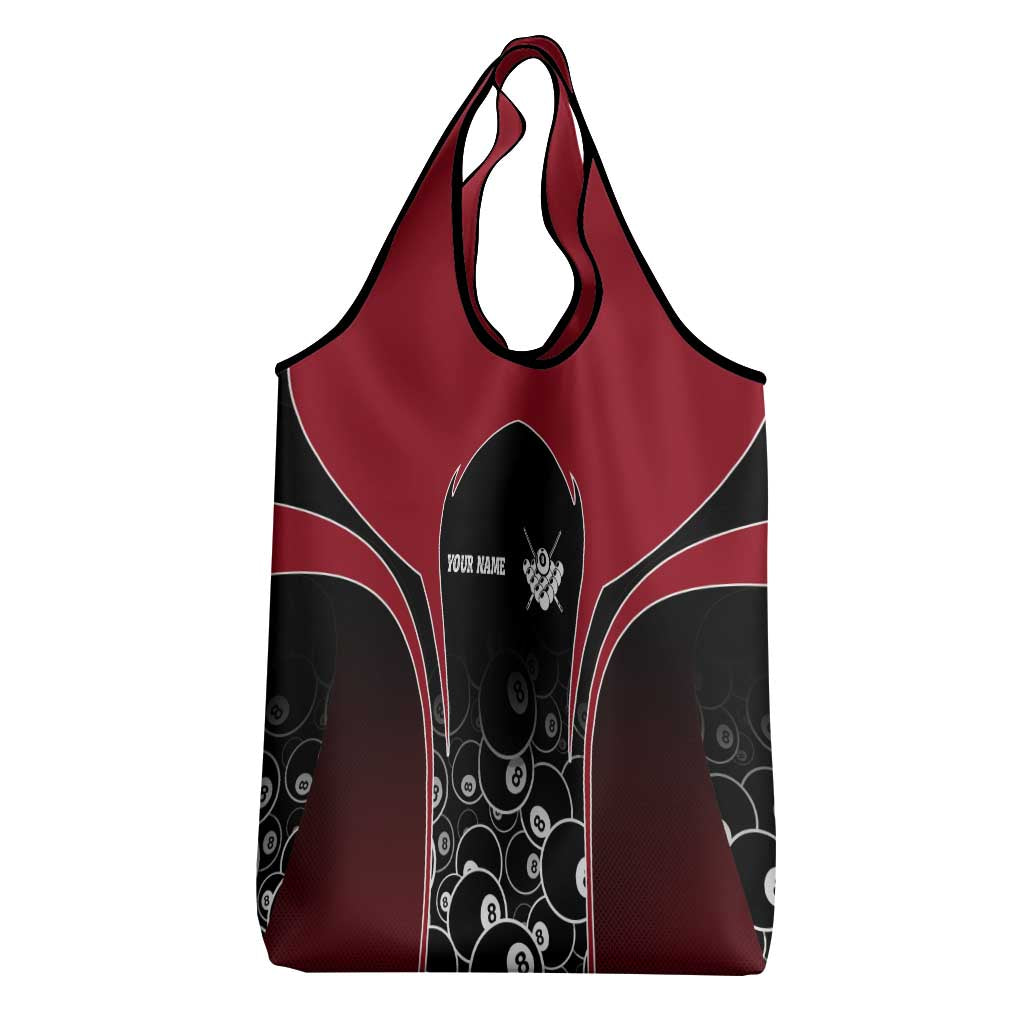Personalized Billiards Eight Ball Grocery Bag with Red Wing Emblem and Black Gradient Bubble Pattern - Wonder Print Shop