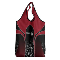 Personalized Billiards Eight Ball Grocery Bag with Red Wing Emblem and Black Gradient Bubble Pattern - Wonder Print Shop