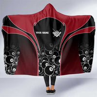 Personalized Billiards Eight Ball Hooded Blanket with Red Wing Emblem and Black Gradient Bubble Pattern - Wonder Print Shop