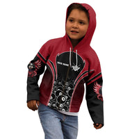 Personalized Billiards Eight Ball Kid Hoodie with Red Wing Emblem and Black Gradient Bubble Pattern - Wonder Print Shop