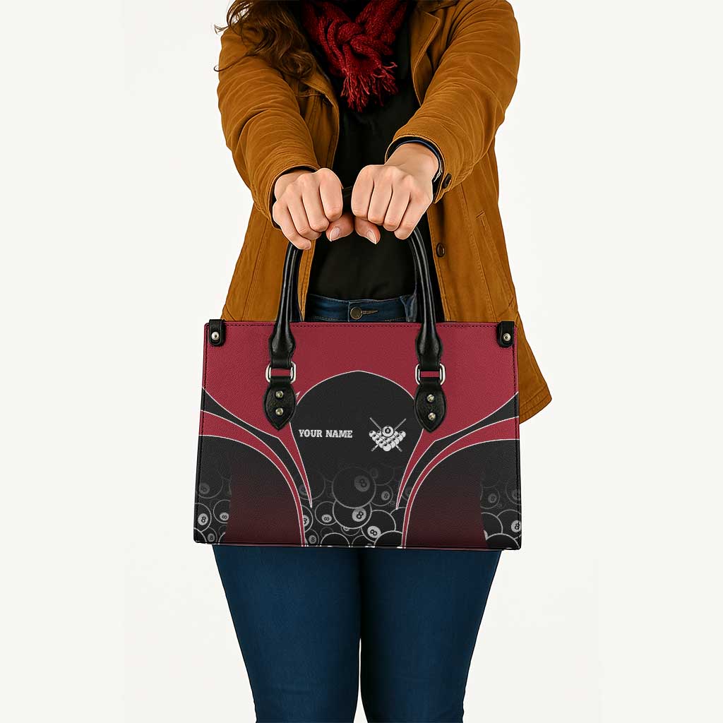 Personalized Billiards Eight Ball Leather Bag with Red Wing Emblem and Black Gradient Bubble Pattern - Wonder Print Shop