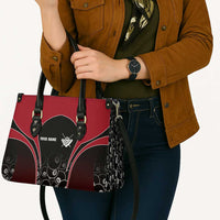 Personalized Billiards Eight Ball Leather Bag with Red Wing Emblem and Black Gradient Bubble Pattern - Wonder Print Shop