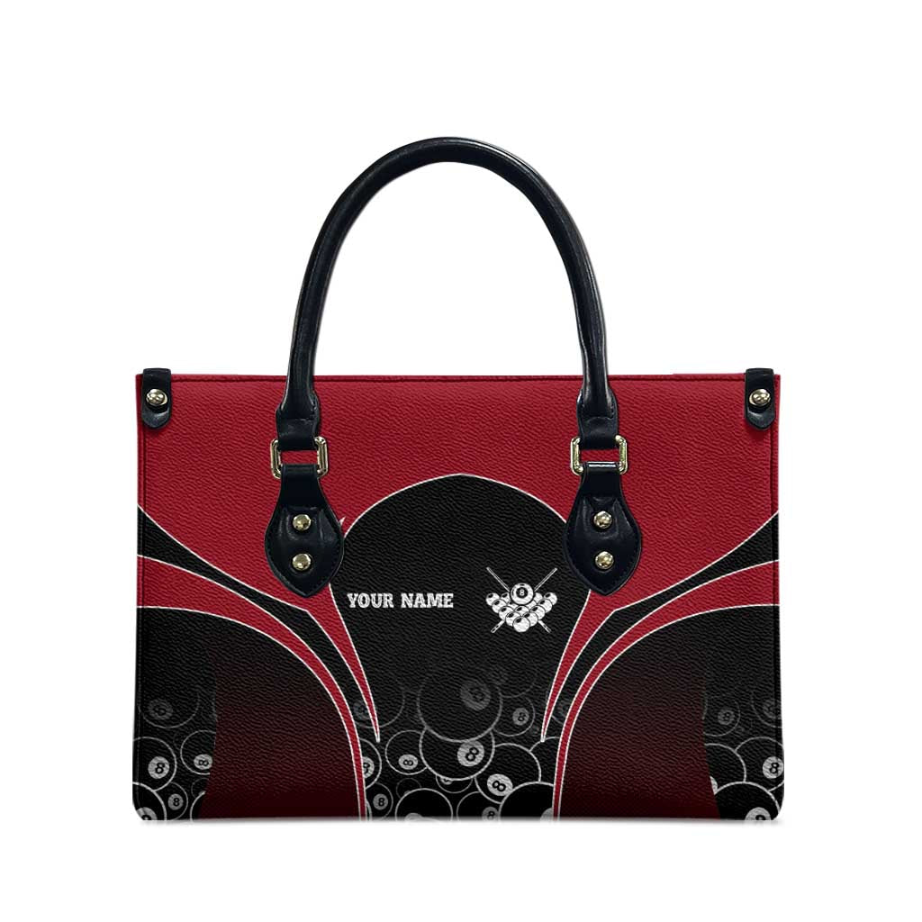 Personalized Billiards Eight Ball Leather Bag with Red Wing Emblem and Black Gradient Bubble Pattern - Wonder Print Shop