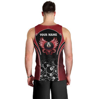 Personalized Billiards Eight Ball Men Tank Top with Red Wing Emblem and Black Gradient Bubble Pattern - Wonder Print Shop