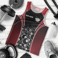 Personalized Billiards Eight Ball Men Tank Top with Red Wing Emblem and Black Gradient Bubble Pattern - Wonder Print Shop