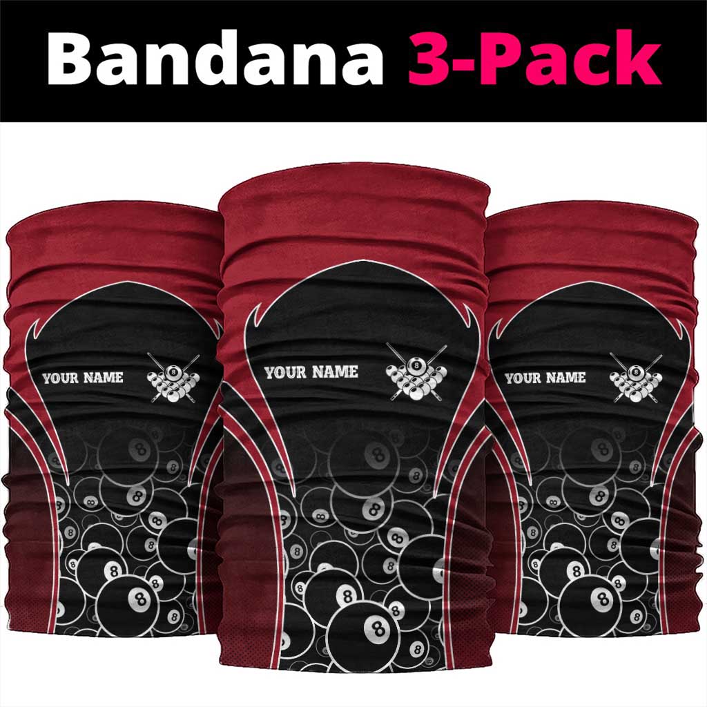 Personalized Billiards Eight Ball Neck Gaiter with Red Wing Emblem and Black Gradient Bubble Pattern - Wonder Print Shop