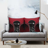 Personalized Billiards Eight Ball Pillow Cover with Red Wing Emblem and Black Gradient Bubble Pattern - Wonder Print Shop