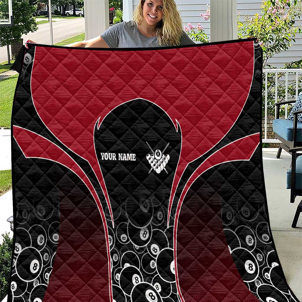 Personalized Billiards Eight Ball Quilt with Red Wing Emblem and Black Gradient Bubble Pattern - Wonder Print Shop