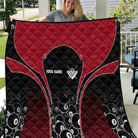Personalized Billiards Eight Ball Quilt with Red Wing Emblem and Black Gradient Bubble Pattern - Wonder Print Shop