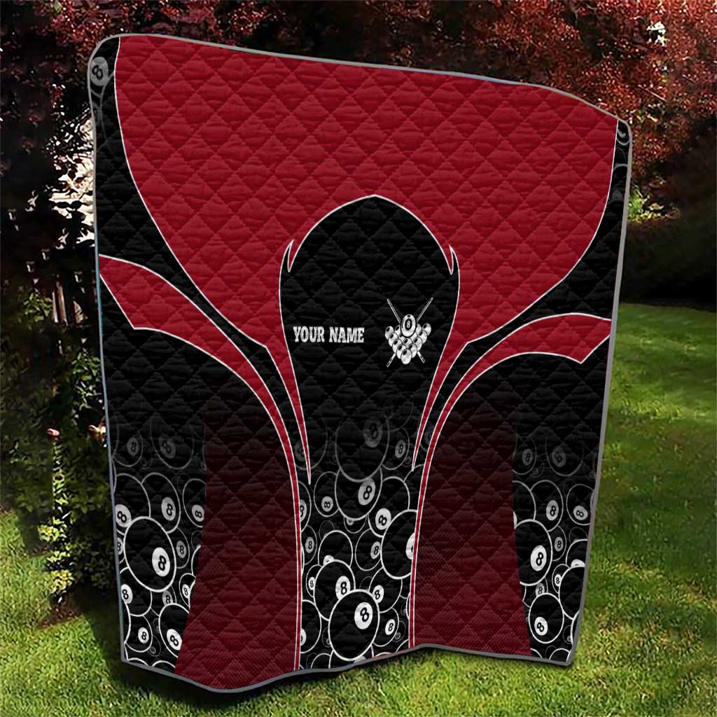 Personalized Billiards Eight Ball Quilt with Red Wing Emblem and Black Gradient Bubble Pattern - Wonder Print Shop