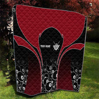 Personalized Billiards Eight Ball Quilt with Red Wing Emblem and Black Gradient Bubble Pattern - Wonder Print Shop