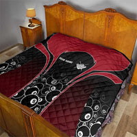 Personalized Billiards Eight Ball Quilt with Red Wing Emblem and Black Gradient Bubble Pattern - Wonder Print Shop