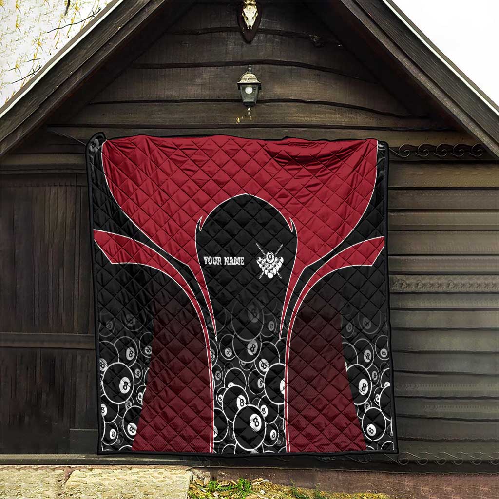Personalized Billiards Eight Ball Quilt with Red Wing Emblem and Black Gradient Bubble Pattern - Wonder Print Shop