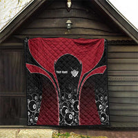 Personalized Billiards Eight Ball Quilt with Red Wing Emblem and Black Gradient Bubble Pattern - Wonder Print Shop