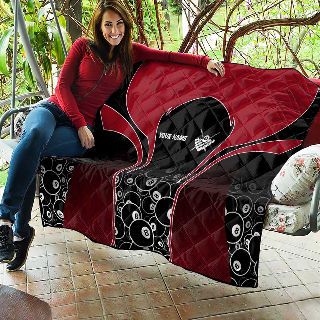 Personalized Billiards Eight Ball Quilt with Red Wing Emblem and Black Gradient Bubble Pattern - Wonder Print Shop
