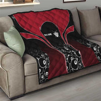 Personalized Billiards Eight Ball Quilt with Red Wing Emblem and Black Gradient Bubble Pattern - Wonder Print Shop