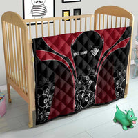 Personalized Billiards Eight Ball Quilt with Red Wing Emblem and Black Gradient Bubble Pattern - Wonder Print Shop
