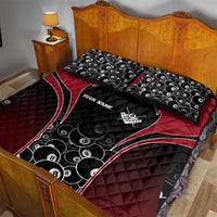 Personalized Billiards Eight Ball Quilt Bed Set with Red Wing Emblem and Black Gradient Bubble Pattern - Wonder Print Shop
