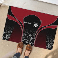 Personalized Billiards Eight Ball Rubber Doormat with Red Wing Emblem and Black Gradient Bubble Pattern - Wonder Print Shop