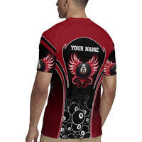 Personalized Billiards Eight Ball Rugby Jersey with Red Wing Emblem and Black Gradient Bubble Pattern - Wonder Print Shop