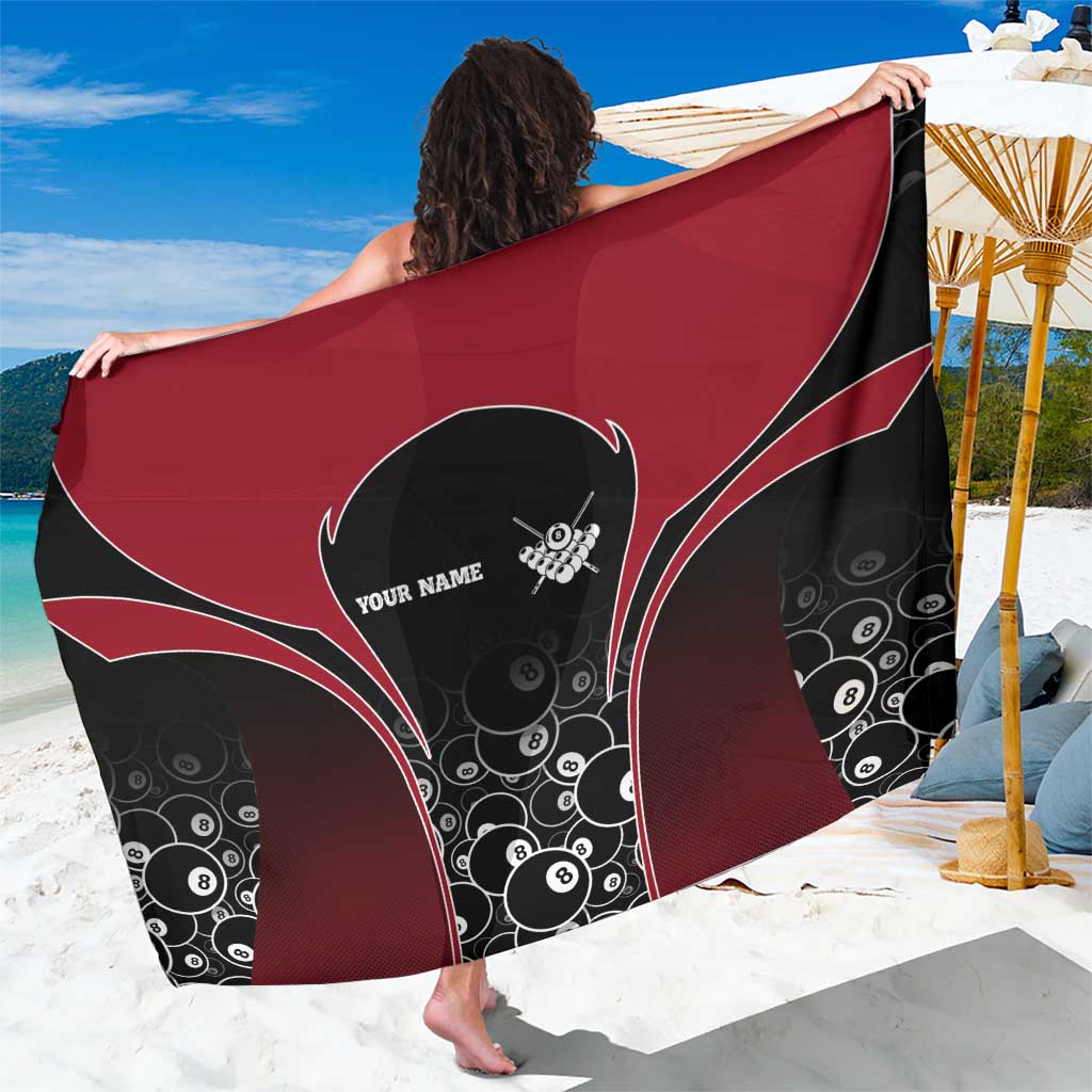 Personalized Billiards Eight Ball Sarong with Red Wing Emblem and Black Gradient Bubble Pattern - Wonder Print Shop