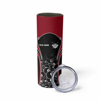 Personalized Billiards Eight Ball Skinny Tumbler with Red Wing Emblem and Black Gradient Bubble Pattern - Wonder Print Shop