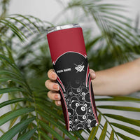 Personalized Billiards Eight Ball Skinny Tumbler with Red Wing Emblem and Black Gradient Bubble Pattern - Wonder Print Shop