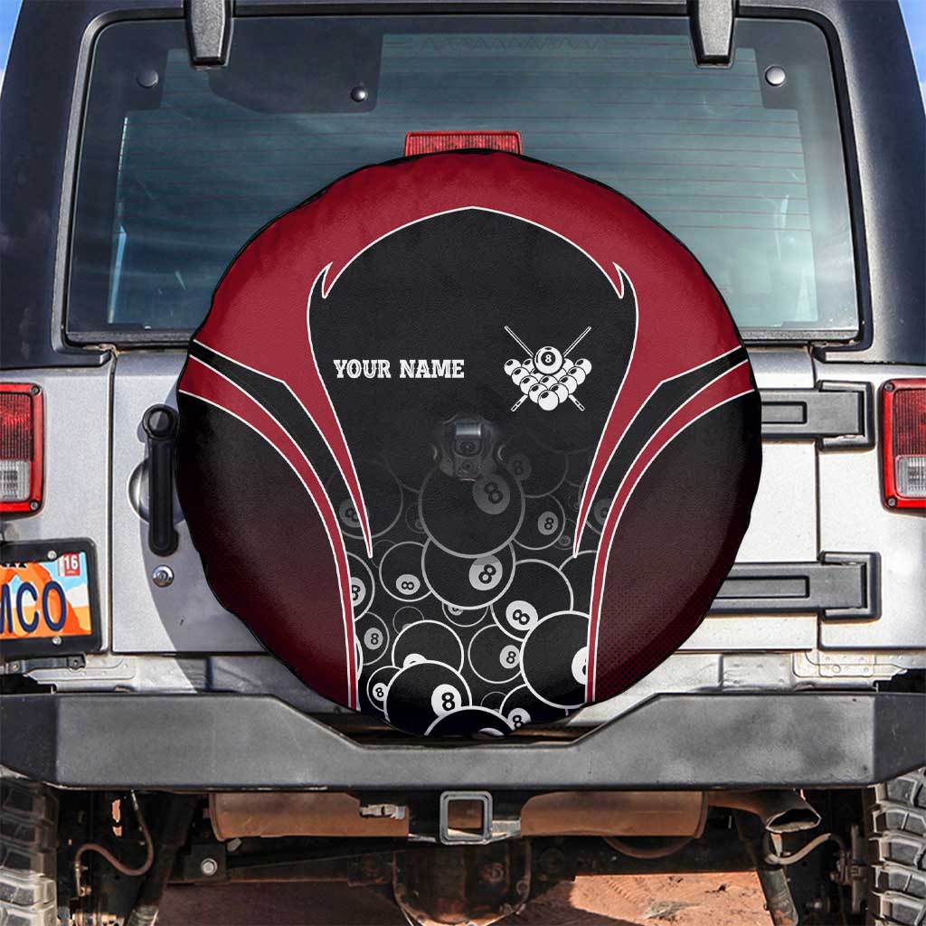 Personalized Billiards Eight Ball Spare Tire Cover with Red Wing Emblem and Black Gradient Bubble Pattern - Wonder Print Shop