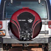 Personalized Billiards Eight Ball Spare Tire Cover with Red Wing Emblem and Black Gradient Bubble Pattern - Wonder Print Shop
