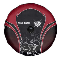 Personalized Billiards Eight Ball Spare Tire Cover with Red Wing Emblem and Black Gradient Bubble Pattern - Wonder Print Shop