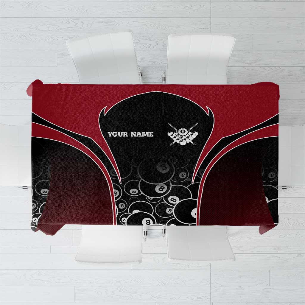 Personalized Billiards Eight Ball Tablecloth with Red Wing Emblem and Black Gradient Bubble Pattern - Wonder Print Shop