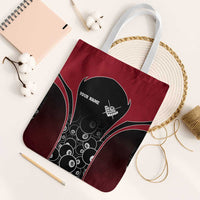 Personalized Billiards Eight Ball Tote Bag with Red Wing Emblem and Black Gradient Bubble Pattern - Wonder Print Shop