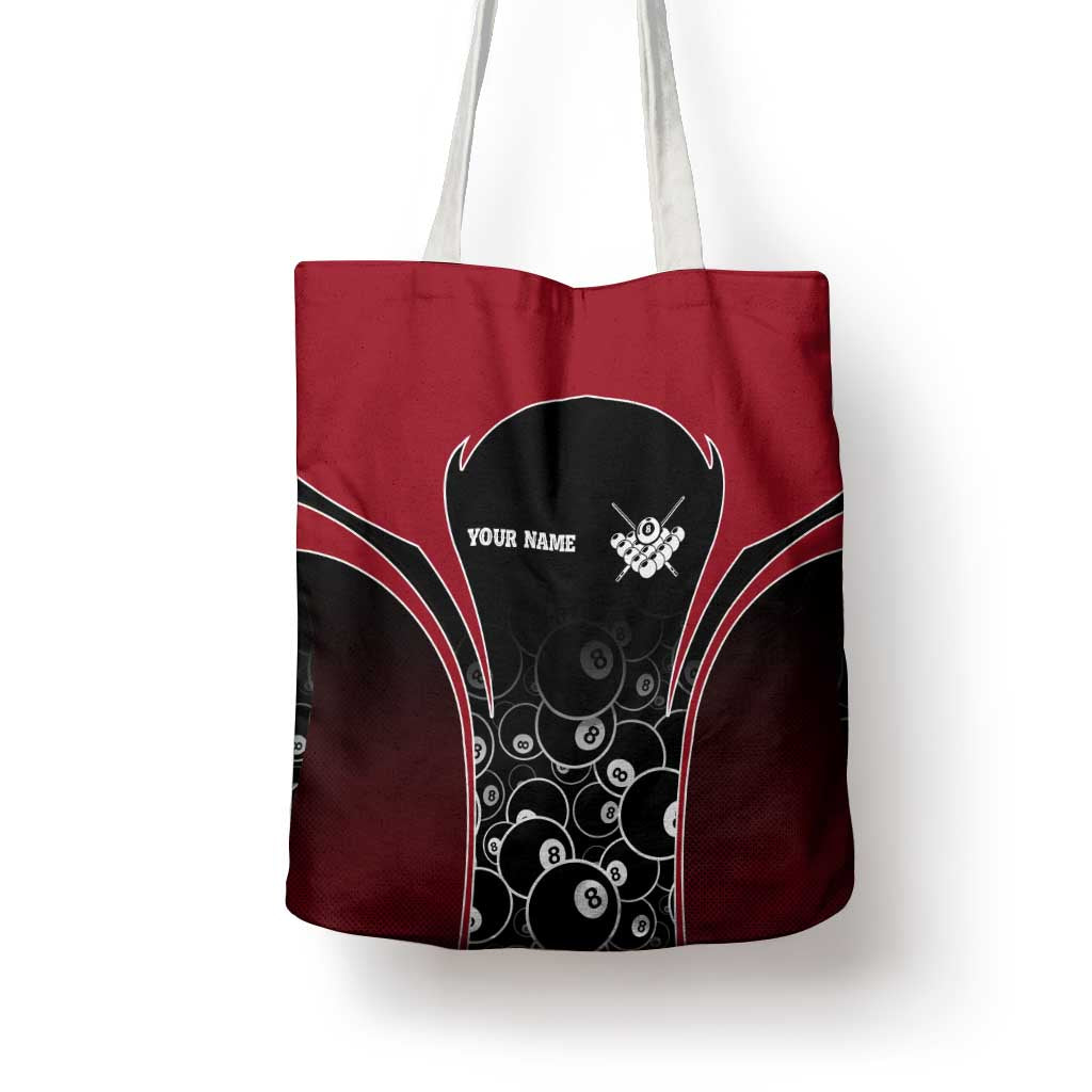 Personalized Billiards Eight Ball Tote Bag with Red Wing Emblem and Black Gradient Bubble Pattern - Wonder Print Shop