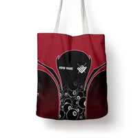Personalized Billiards Eight Ball Tote Bag with Red Wing Emblem and Black Gradient Bubble Pattern - Wonder Print Shop