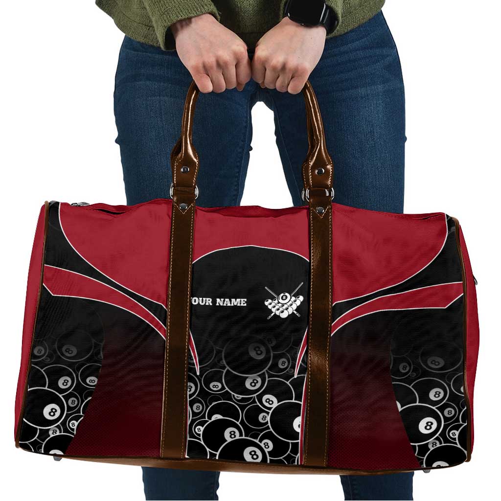 Personalized Billiards Eight Ball Travel Bag with Red Wing Emblem and Black Gradient Bubble Pattern - Wonder Print Shop