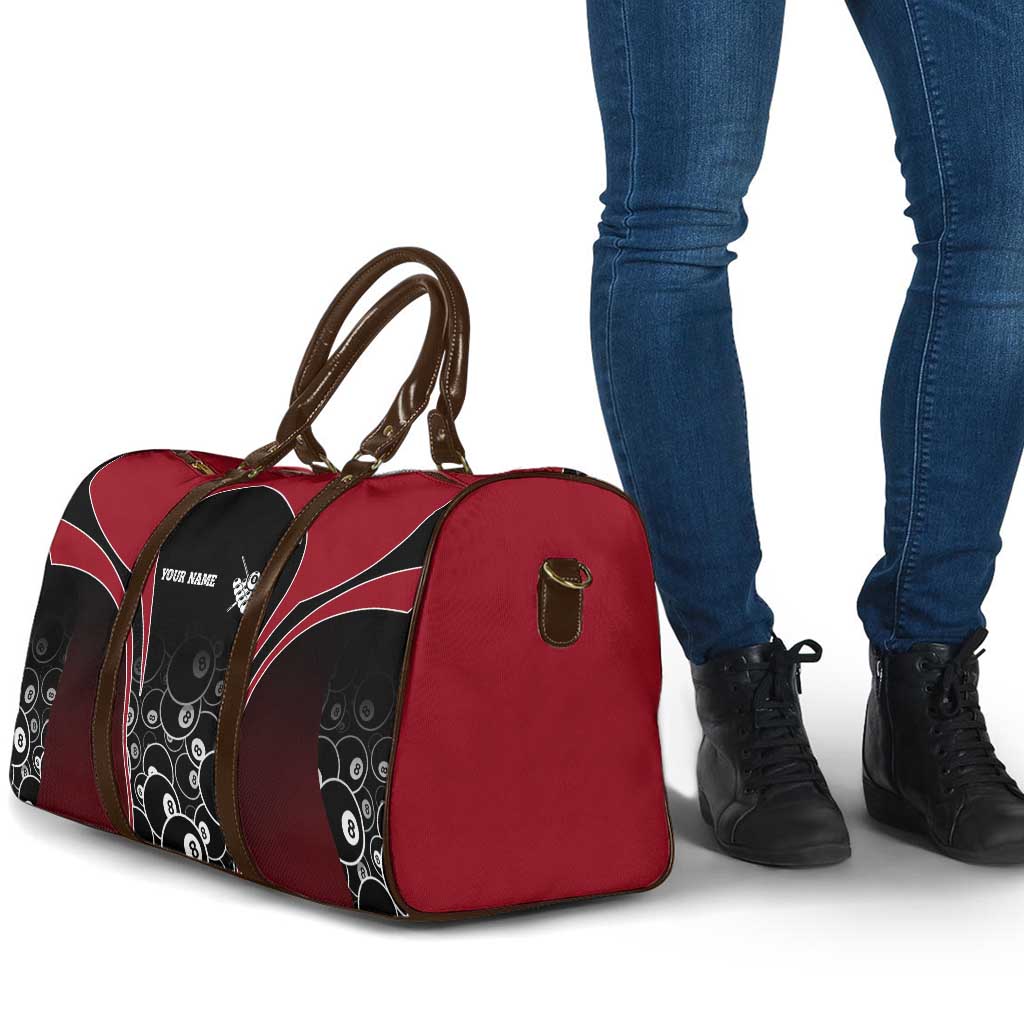 Personalized Billiards Eight Ball Travel Bag with Red Wing Emblem and Black Gradient Bubble Pattern - Wonder Print Shop